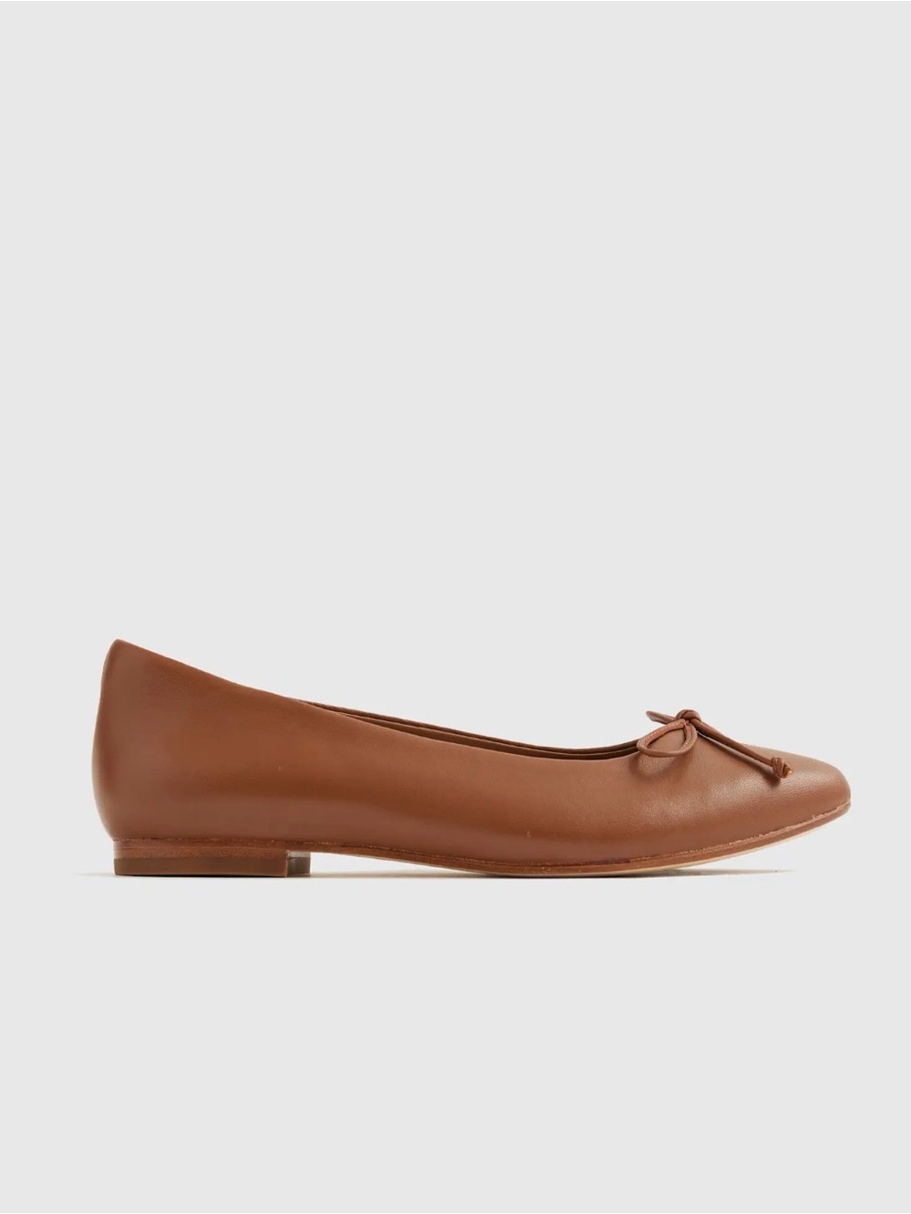 Quince Brown Leather Ballet Flat with Bow
